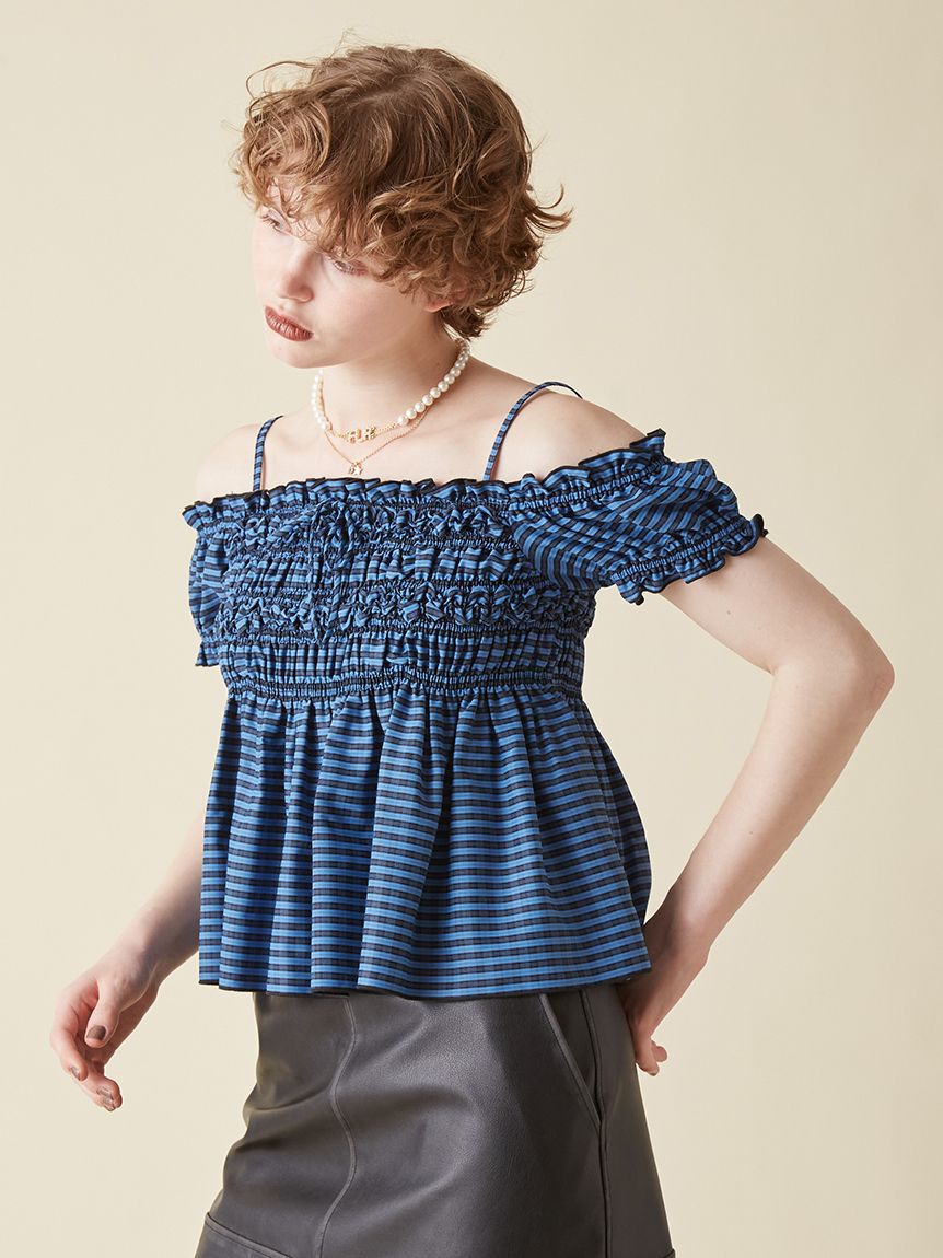 FURFUR「2WAYシャーリングブラウス」|シャツ・ブラウス|