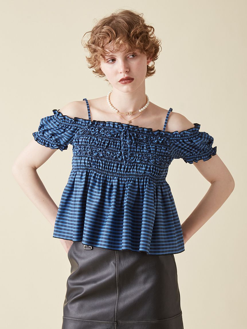 FURFUR「2WAYシャーリングブラウス」|シャツ・ブラウス|BLU