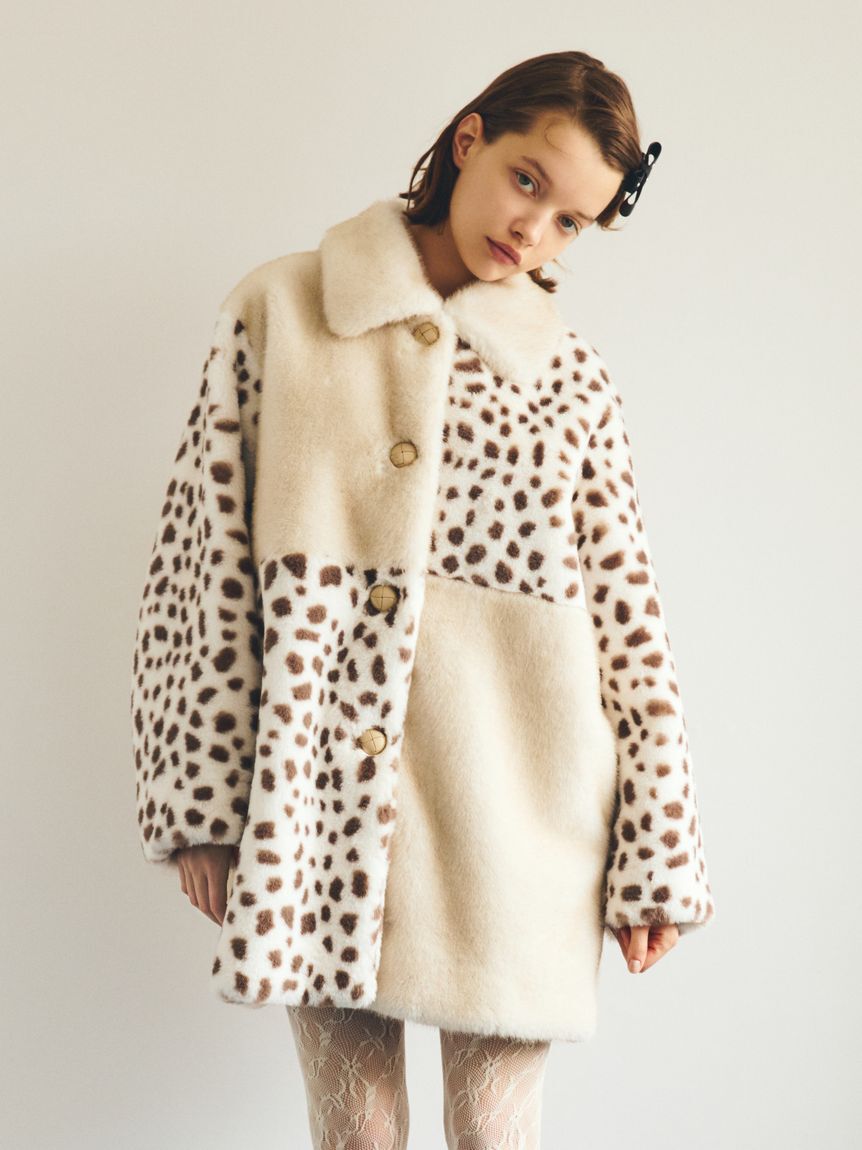 FURFUR「パッチワークエコファーミドルコート」|ステンカラーコート|