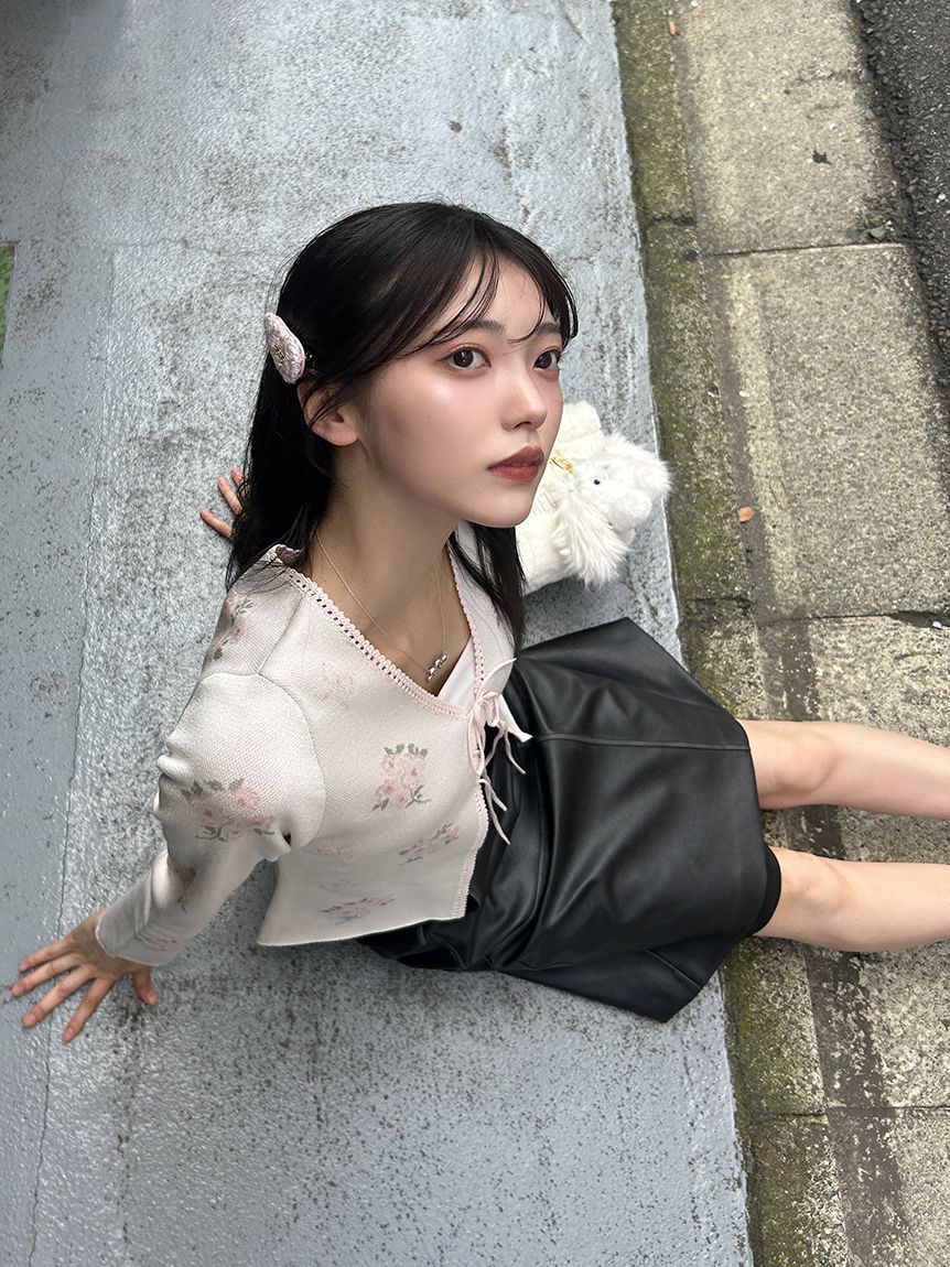 FURFUR「フラワーリボンジャガードカーディガン」|カーディガン|