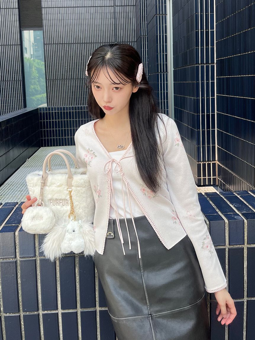 FURFUR「フラワーリボンジャガードカーディガン」|カーディガン|