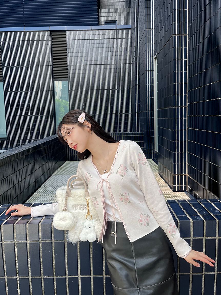 FURFUR「フラワーリボンジャガードカーディガン」|カーディガン|