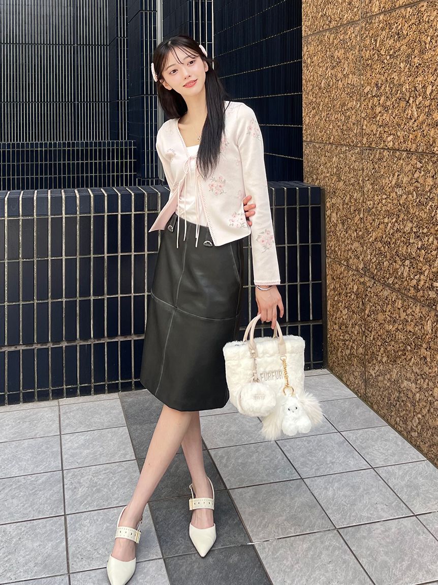 FURFUR「フラワーリボンジャガードカーディガン」|カーディガン|