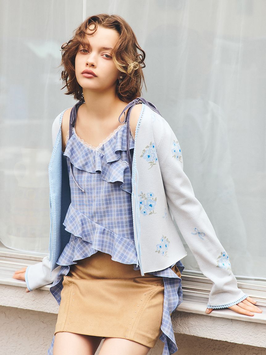 FURFUR「フラワーリボンジャガードカーディガン」|カーディガン|