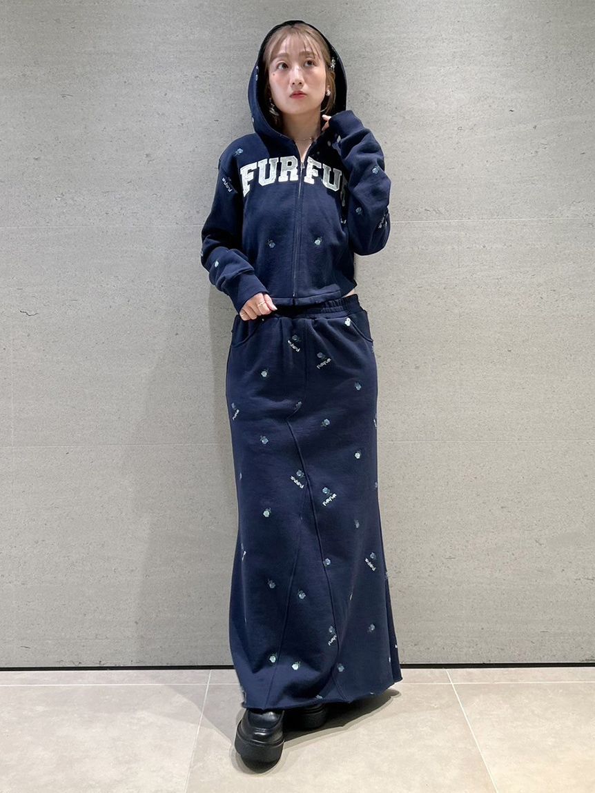 FURFUR「フラワー刺繍スウェットスカート」|スカート|