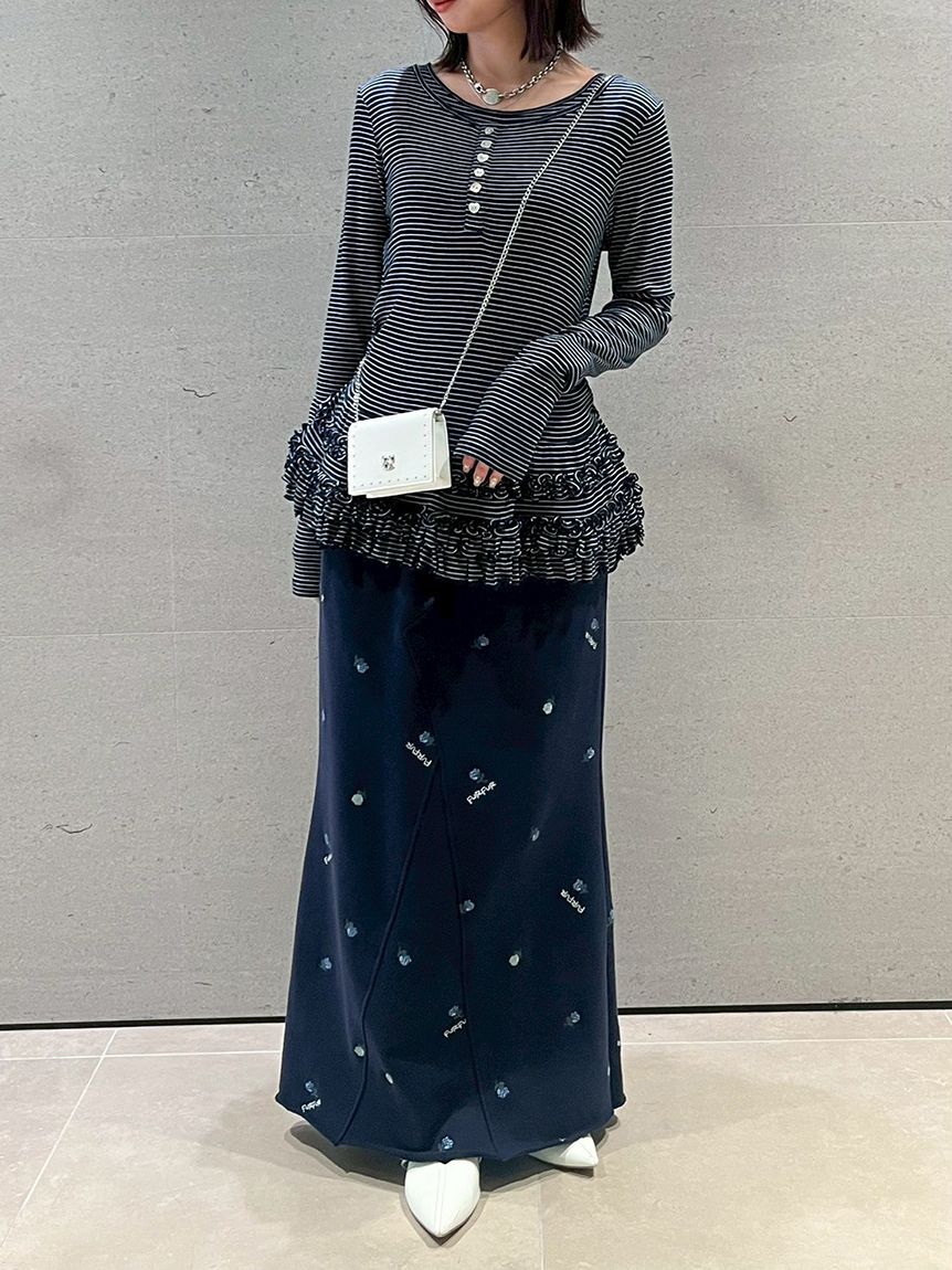 FURFUR「フラワー刺繍スウェットスカート」|スカート|