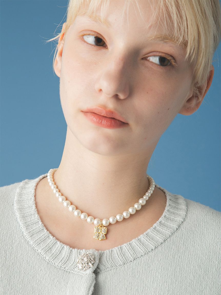 FURFUR「リボンモチーフパールネックレス」|ネックレス|