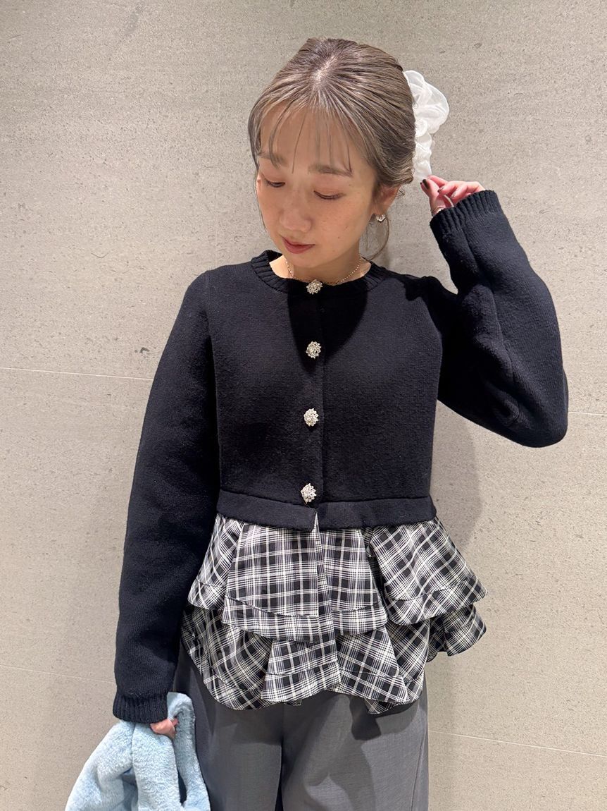 FURFUR「【WEB限定カラー】ペプラムレイヤードカーディガン」|カーディガン|