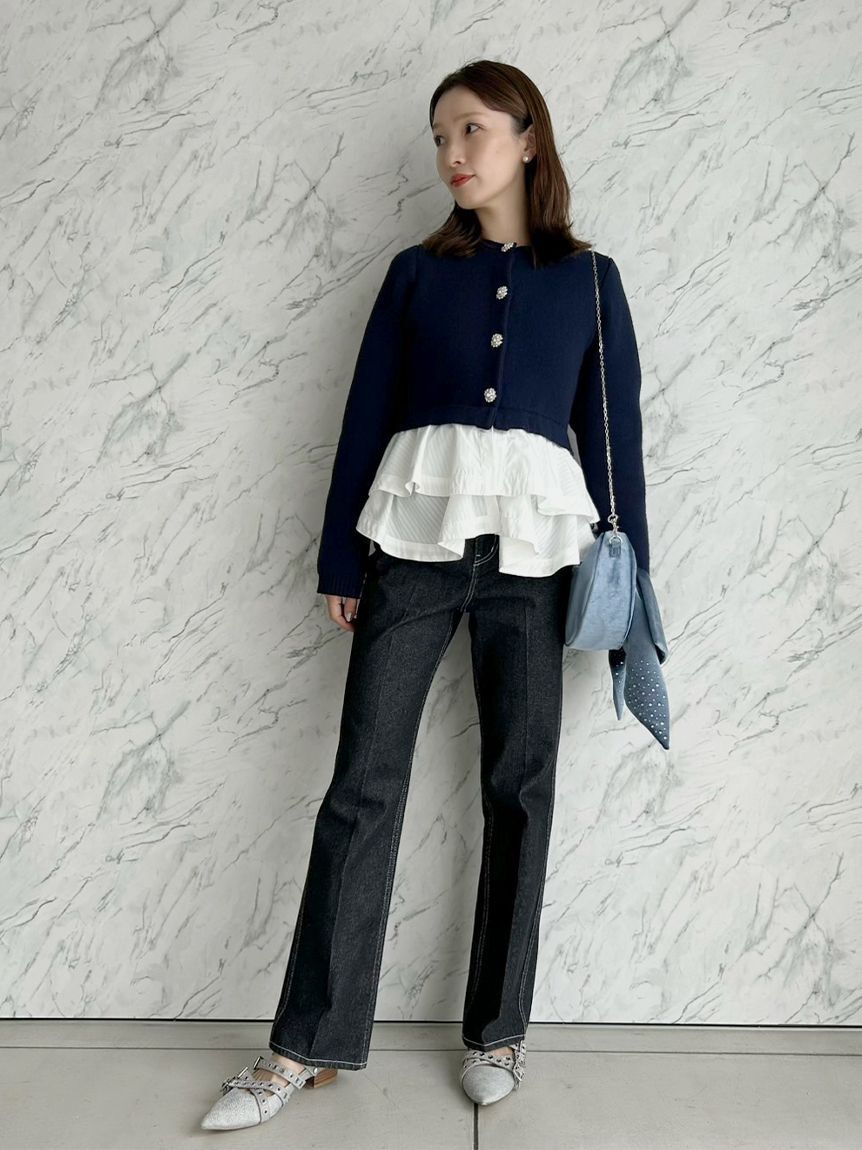 FURFUR「【WEB限定カラー】ペプラムレイヤードカーディガン」|カーディガン|