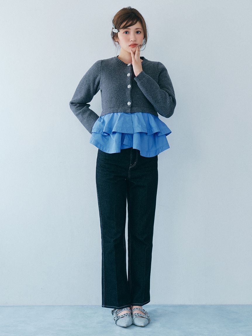 FURFUR「【WEB限定カラー】ペプラムレイヤードカーディガン」|カーディガン|