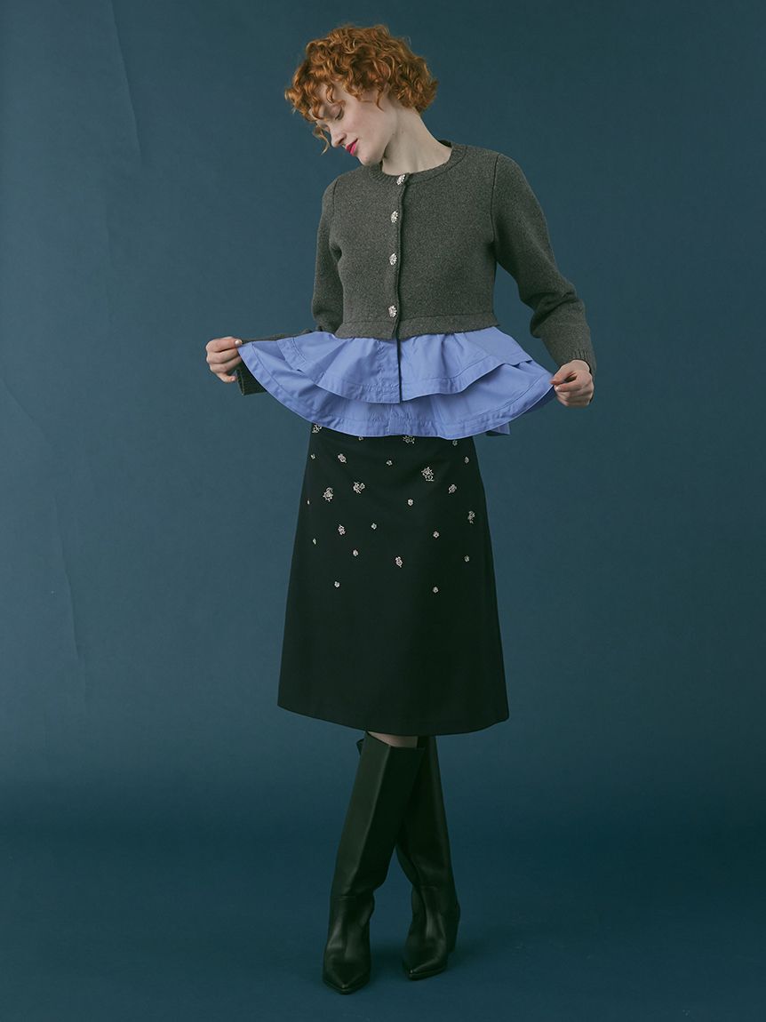 FURFUR「【WEB限定カラー】ペプラムレイヤードカーディガン」|カーディガン|