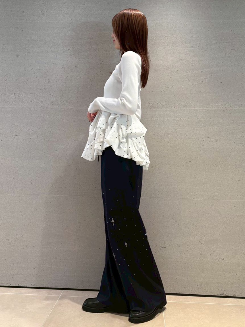 FURFUR「ビジュー付きイージーパンツ」|チノ|