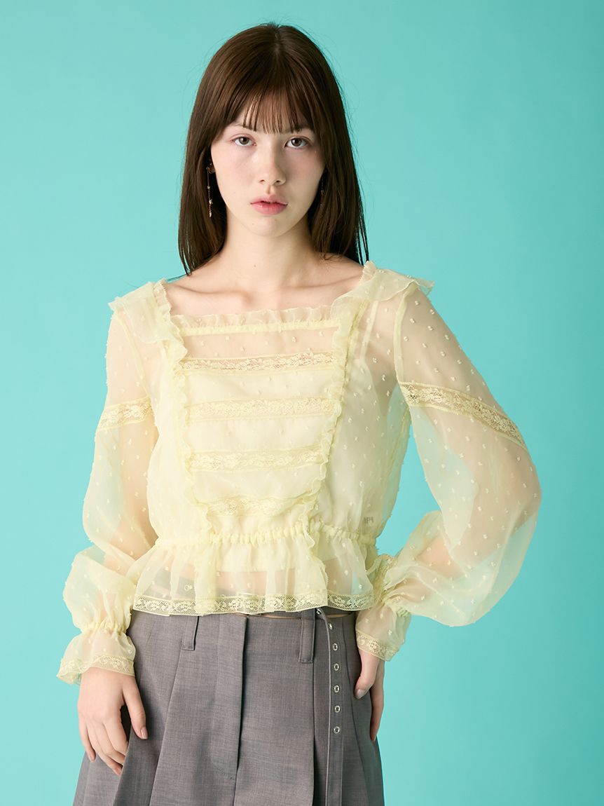 FURFUR「レースフリルブラウス」|シャツ・ブラウス|YEL