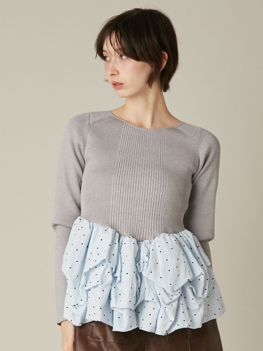 FURFUR「バルーンドッキングリブニットプルオーバー」|ニット・セーター|