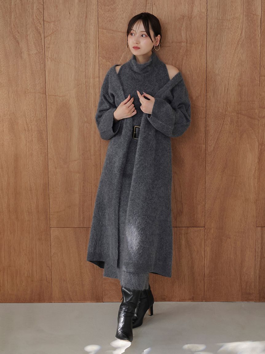 SNIDEL「【HIGH QUALITY】メリノウールニットロングコート」|チェスターコート|CGRY