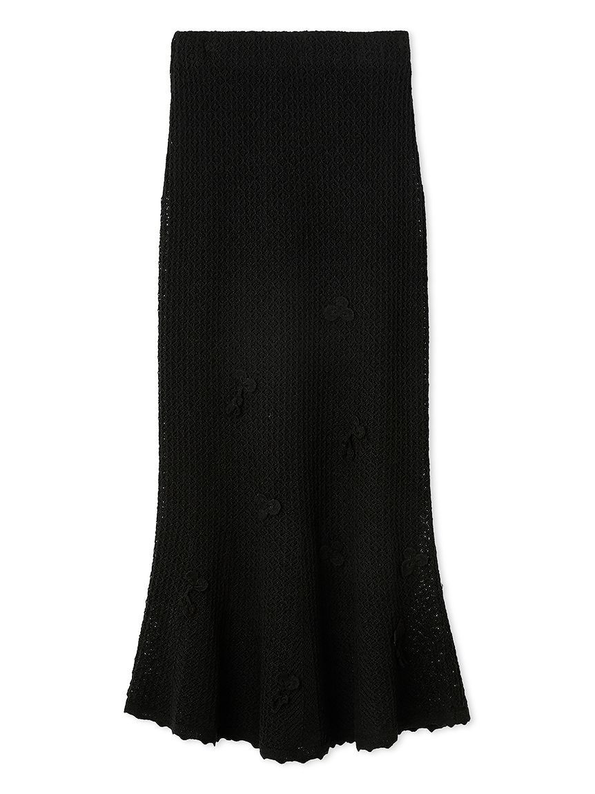CELFORD「フラワーモチーフクロッシェニットナロースカート」|スカート|BLK