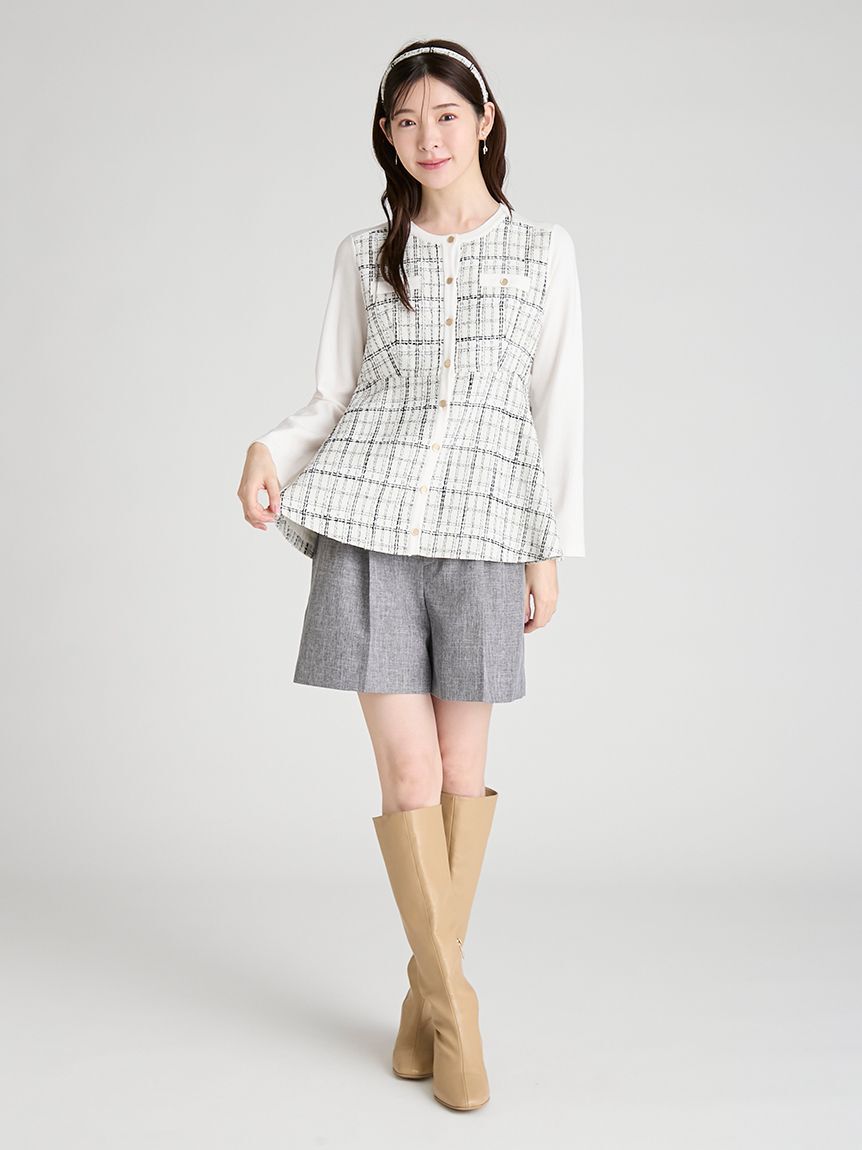 CELFORD「ツイードペプラムカーディガン」|カーディガン|