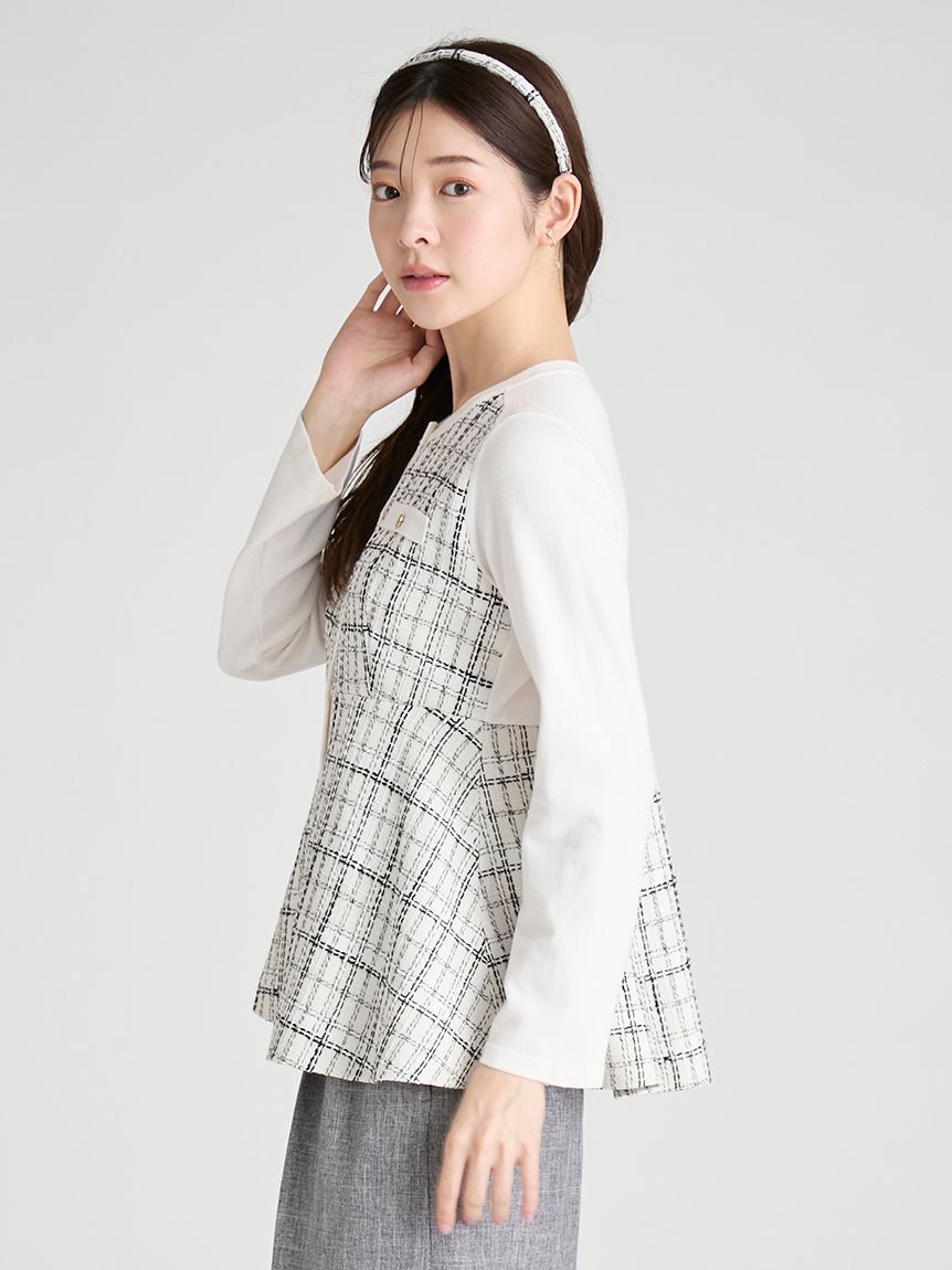 CELFORD「ツイードペプラムカーディガン」|カーディガン|