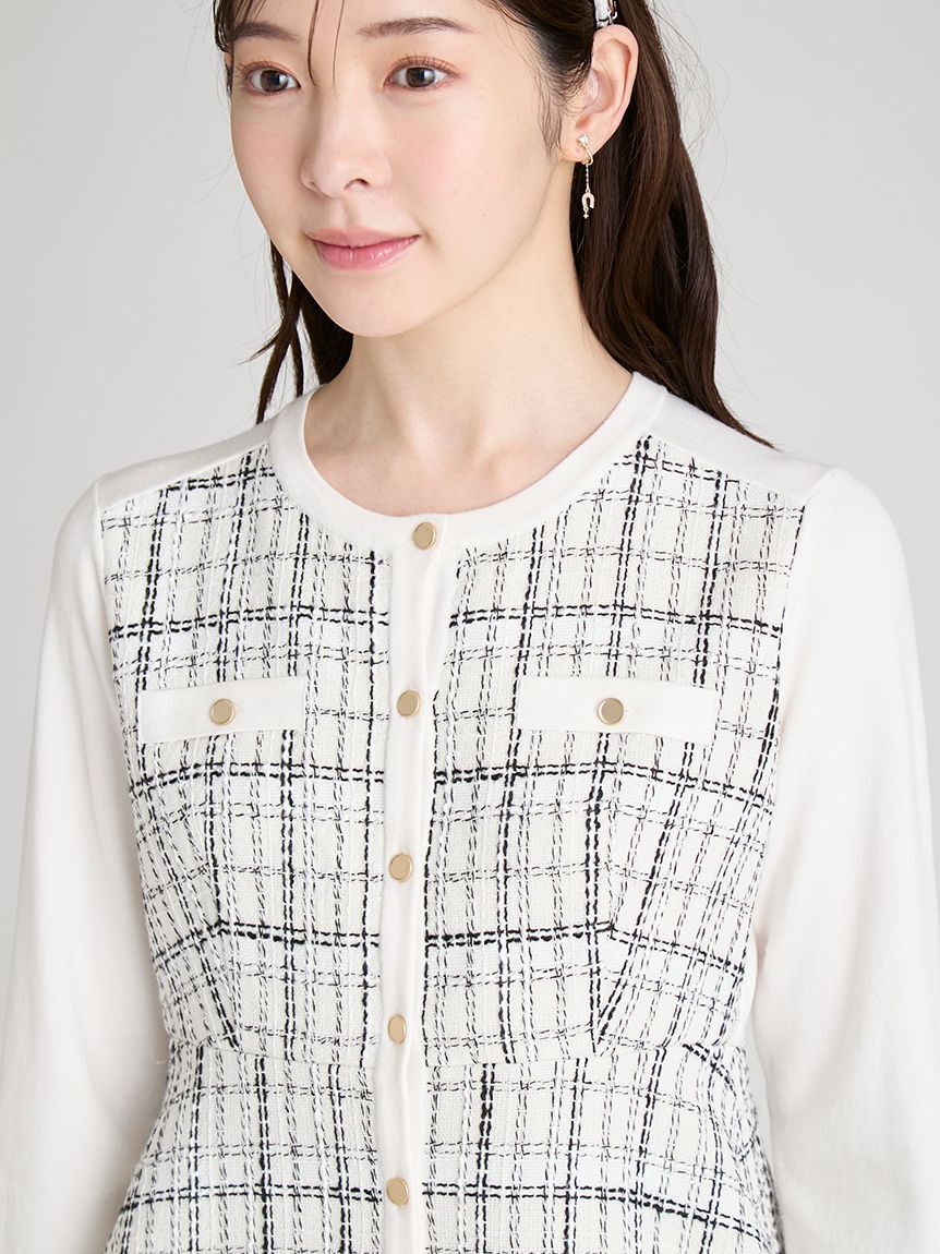 CELFORD「ツイードペプラムカーディガン」|カーディガン|