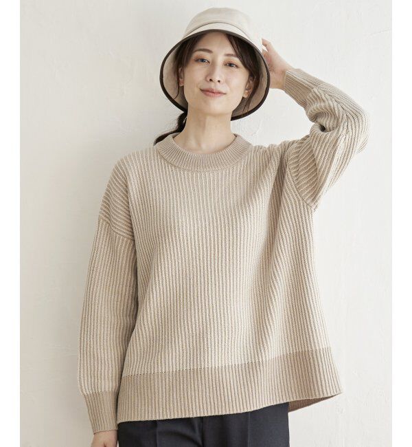 ikka「ストライプ柄ニットプルオーバー」|プルオーバー|