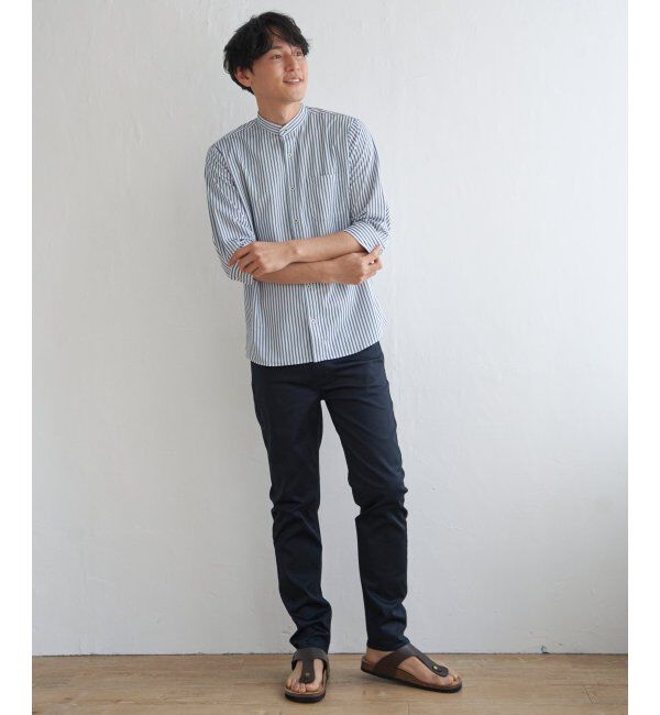 ikka「7分袖イージーケアバンドカラーシャツ」|シャツ・ブラウス|