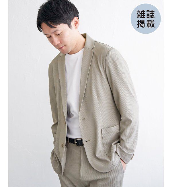 IKKA LOUNGE「【雑誌MonoMax5月号掲載】【セットアップ対応】GOKU楽ワークサッカージャケット」|テーラードジャケット|ベージュ