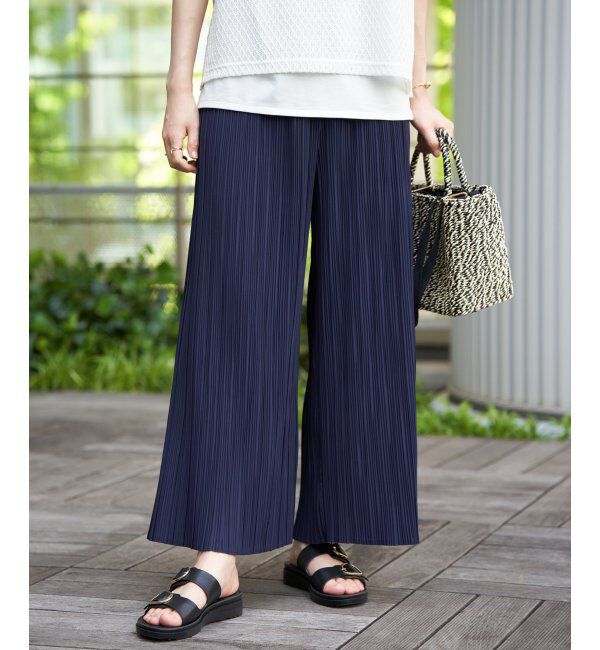 ikka「【雑誌InRed5月号掲載】さらっとプリーツワイドパンツ」|その他|ネイビーブルー