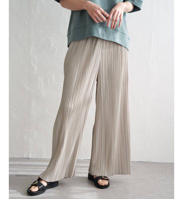 ikka「【雑誌InRed5月号掲載】さらっとプリーツワイドパンツ」|その他|グレージュ