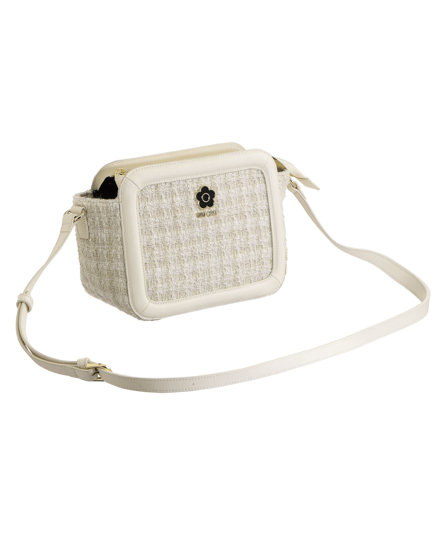 MARY QUANT「パディングフレームツイード ショルダー」|ショルダー・メッセンジャー|アイボリー