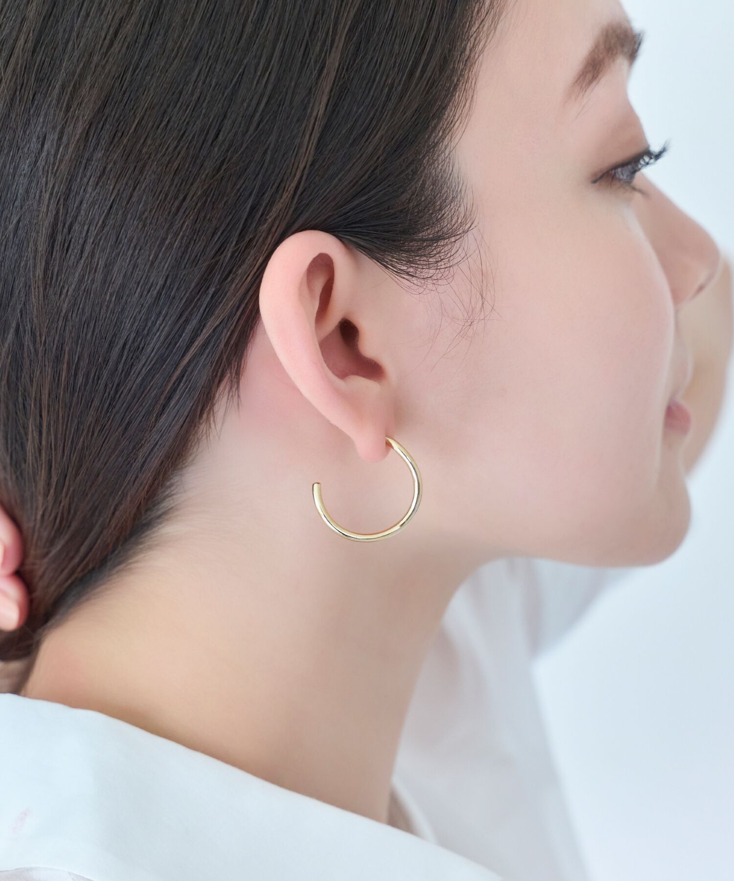 Phoebe「【金属アレルギー対応】2wayウェーブラインフープピアス　ゴールド/ニッケルフリー」|ピアス|