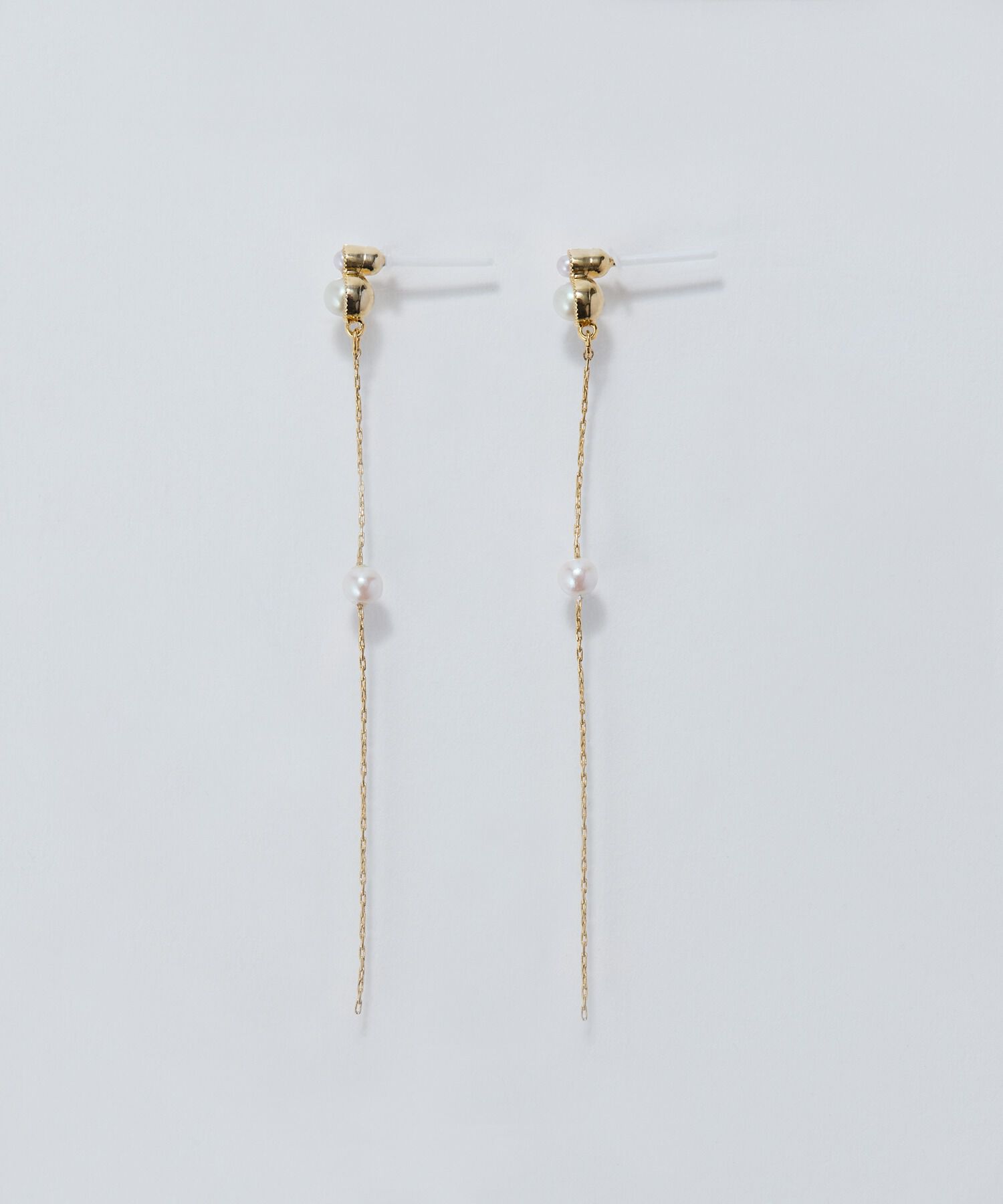 Phoebe「【金属アレルギー対応】ルミナスパールロングセラミックピアス　ゴールド」|ピアス|