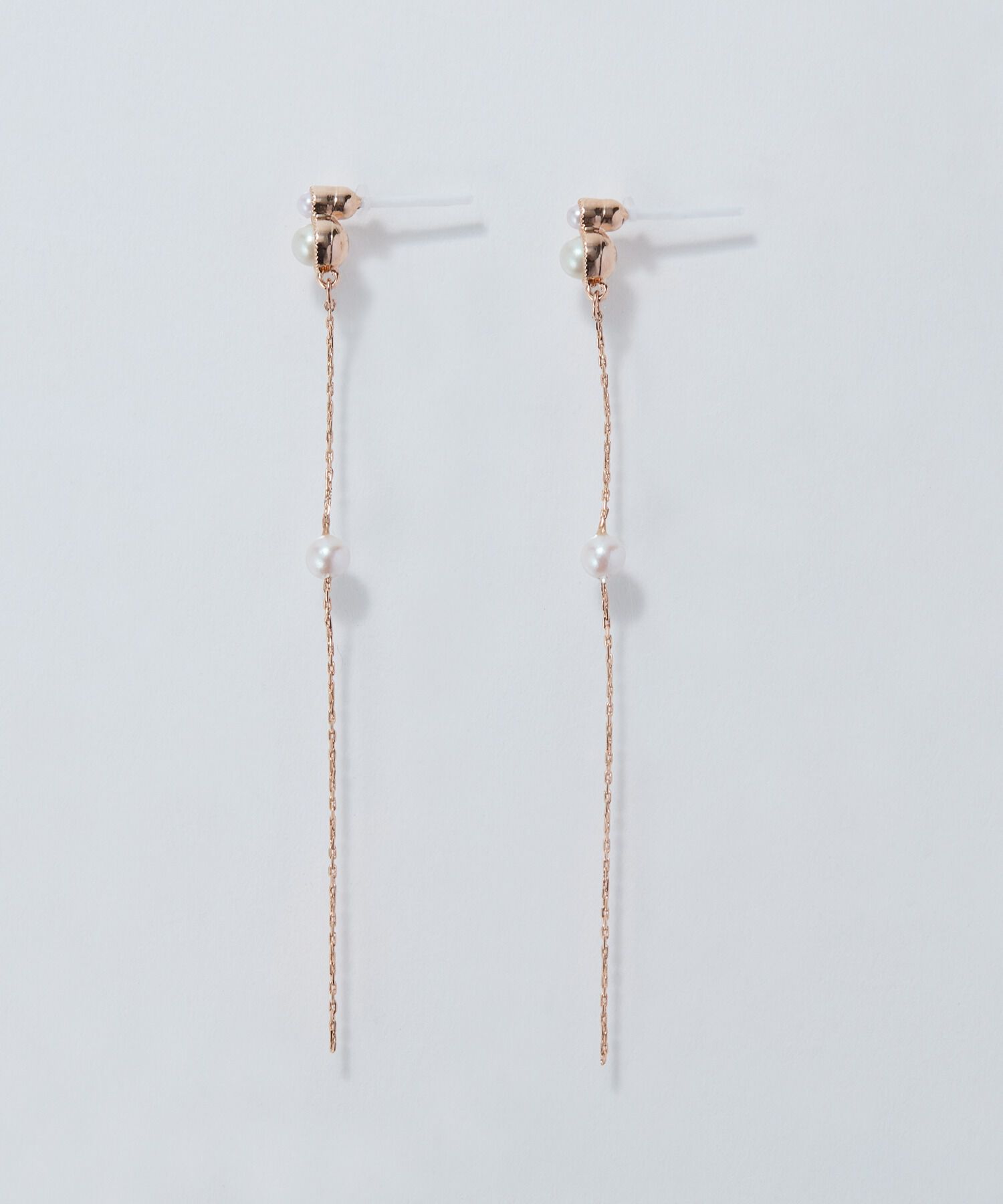 Phoebe「【金属アレルギー対応】ルミナスパールロングセラミックピアス　シャンパンゴールド」|ピアス|