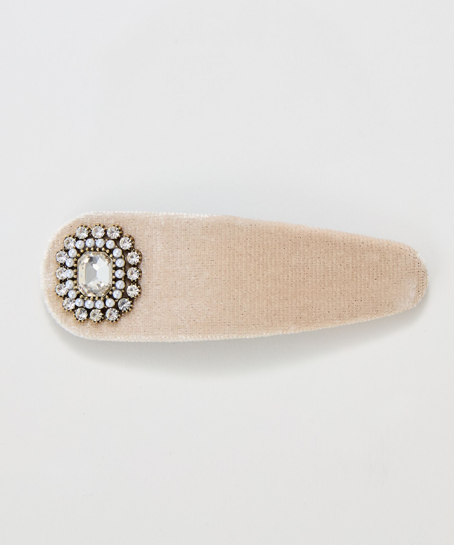  「【生産終了】クラッシービジューヘアピン　ベージュ/ベロア　結婚式 入学式 卒業式」|ヘアバンド|