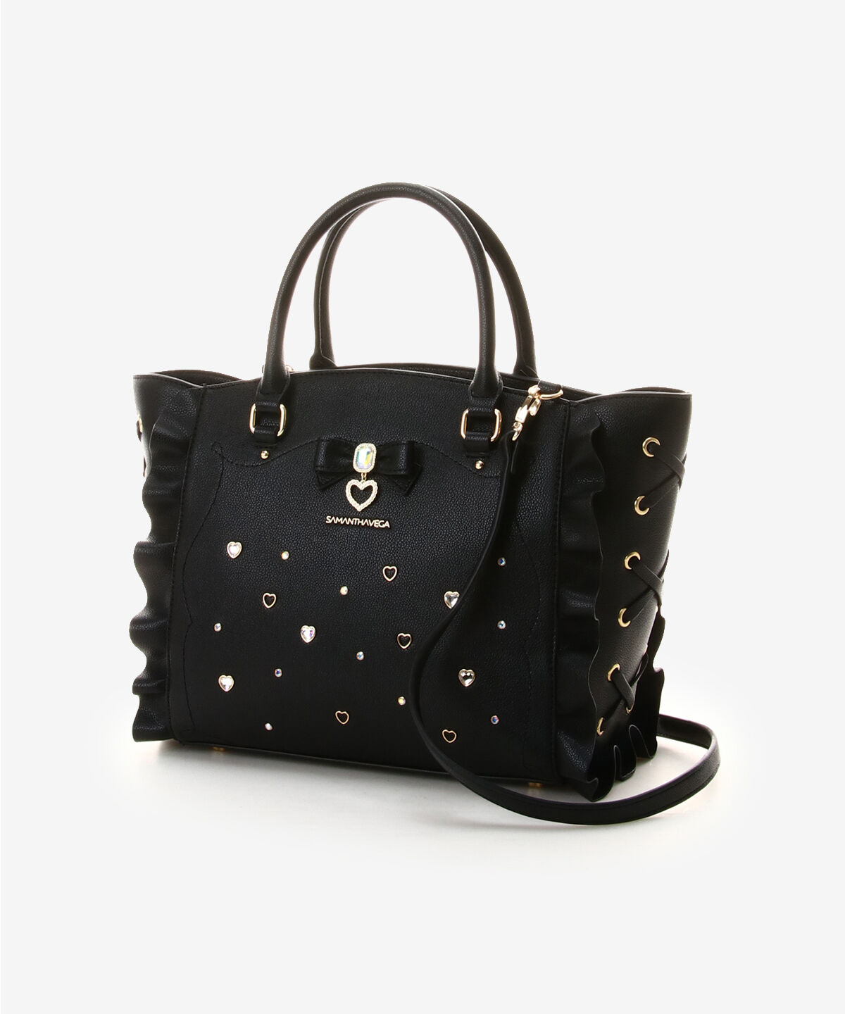 Samantha Vega「サイドレースアップリボンビジューフラッター」|ハンドバッグ|