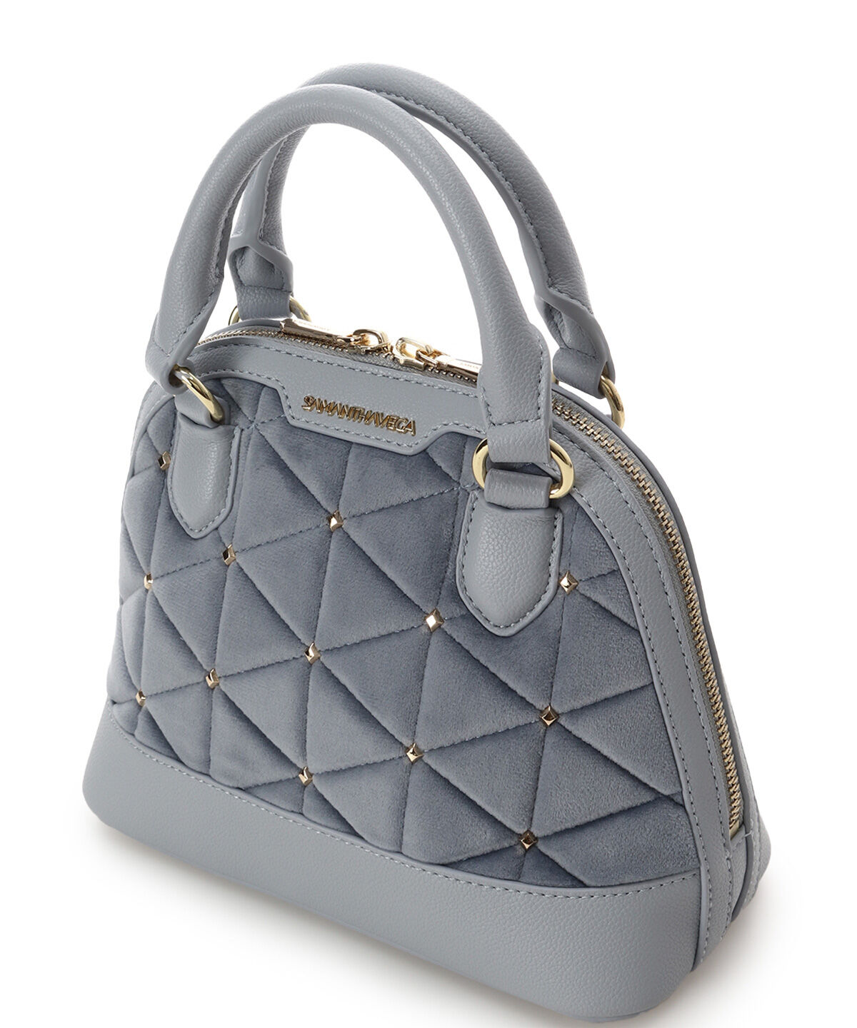 Samantha Vega「ベロアキルティングスタッズハンドバッグ（小）」|ハンドバッグ|