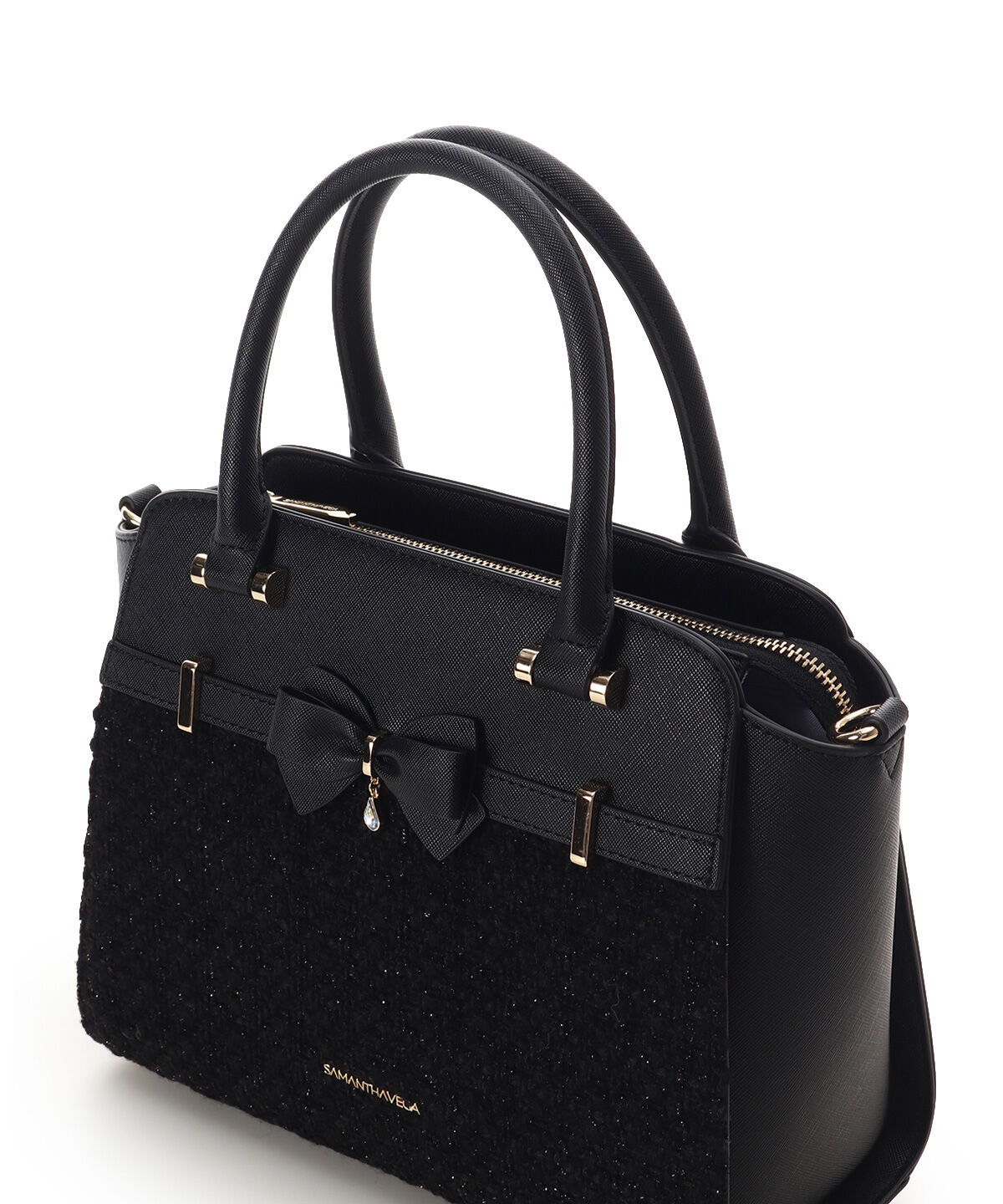 Samantha Vega「ラメツイードアクセントリボンハンドバッグ」|ハンドバッグ|