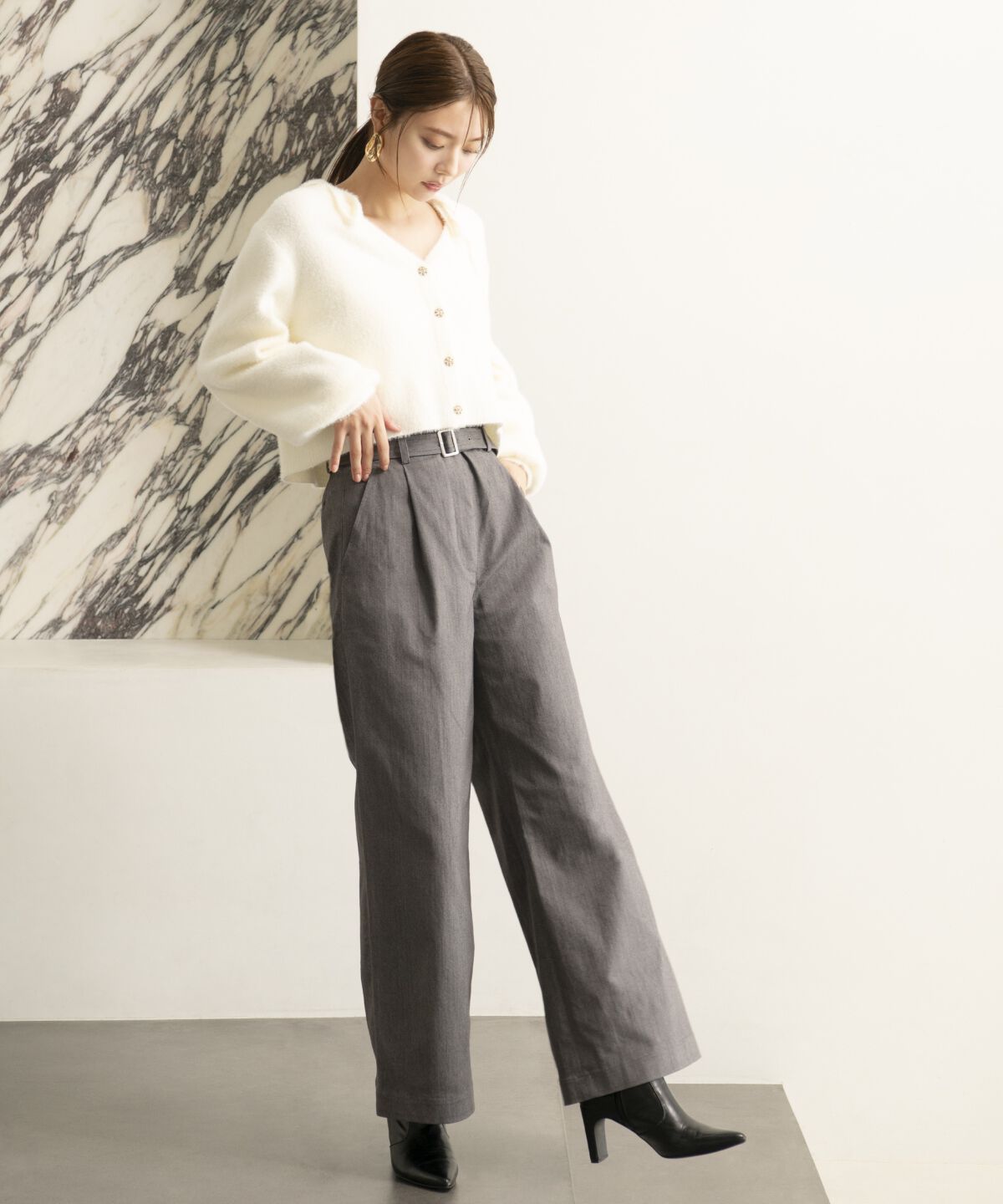 アンドクチュール「デニムライクハイウエストパンツ」|その他|