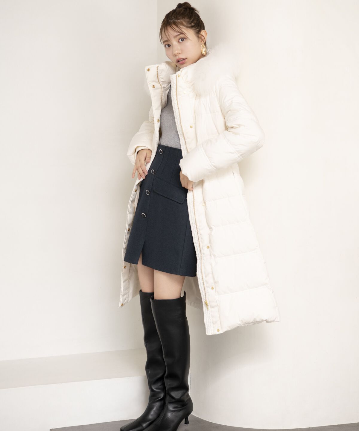 アンドクチュール「FOXファー付きミディアムロングダウン」|ダウン|