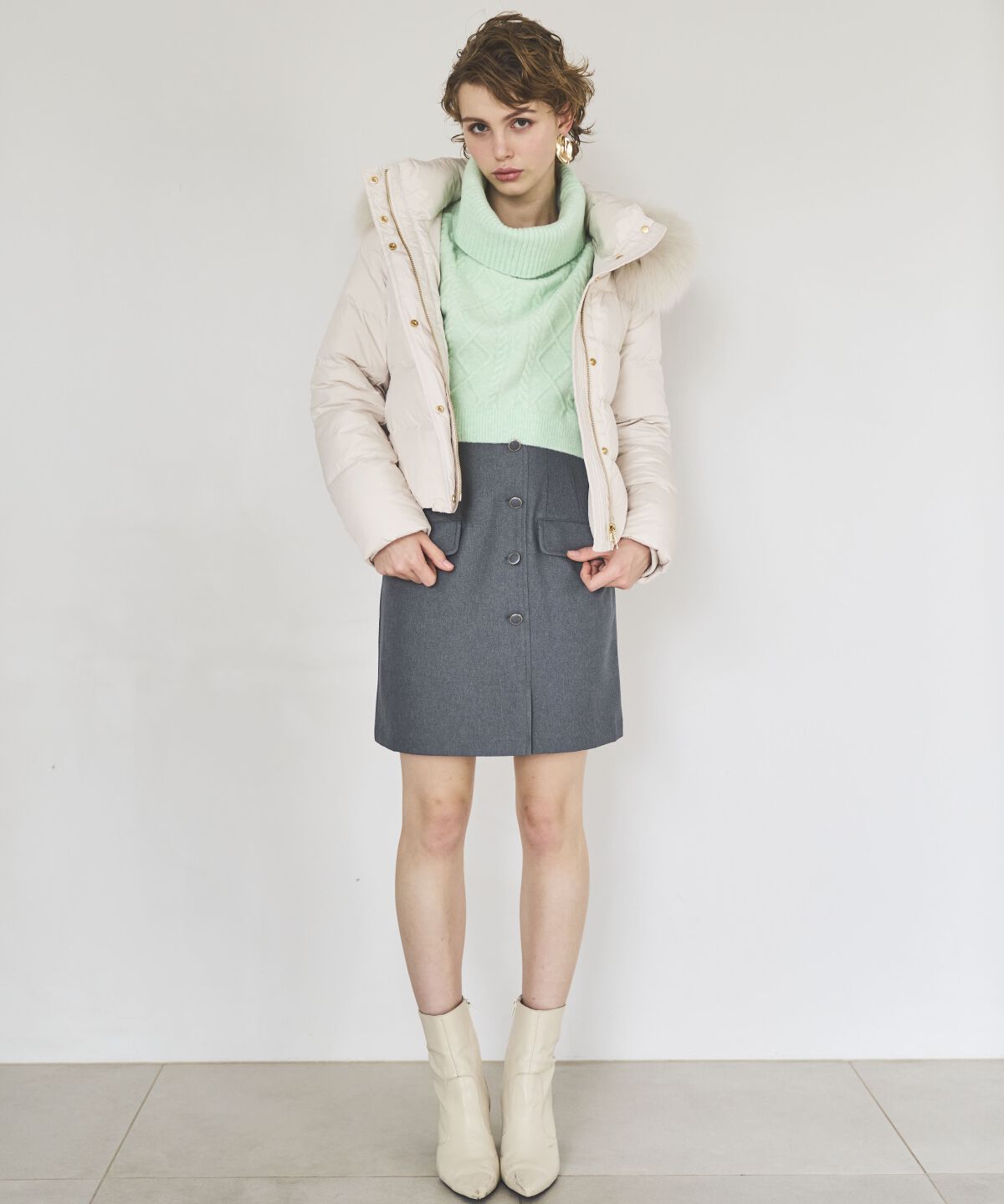 アンドクチュール「フラップミニスカート」|台形|