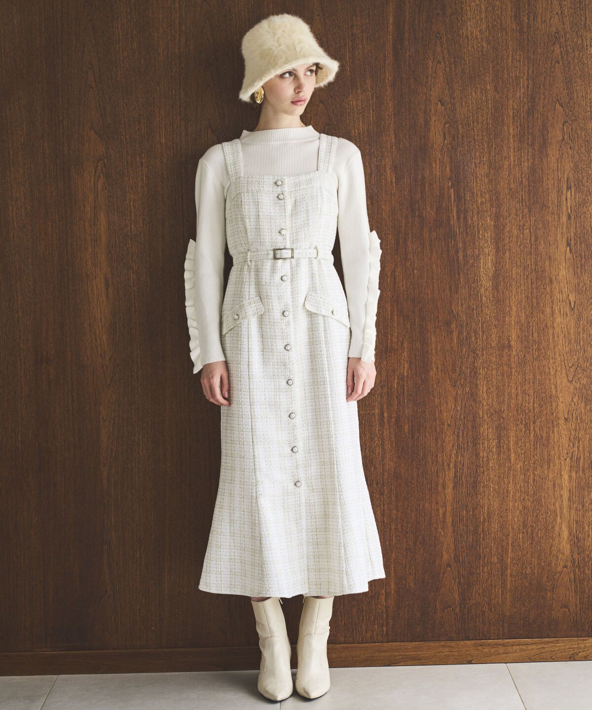 アンドクチュール「ツイードキャミジャンスカ」|ジャンパースカート|