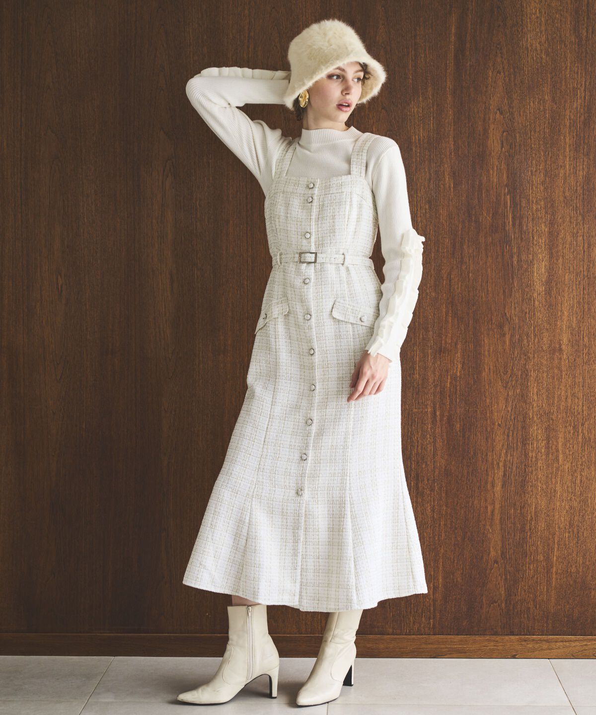 アンドクチュール「ツイードキャミジャンスカ」|ジャンパースカート|