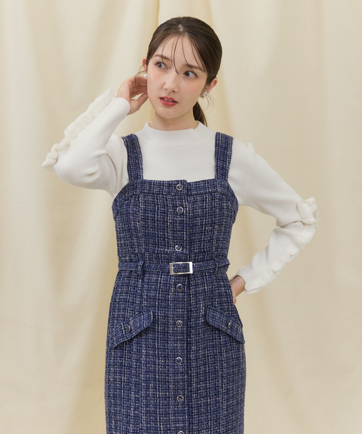 アンドクチュール「ツイードキャミジャンスカ」|ジャンパースカート|