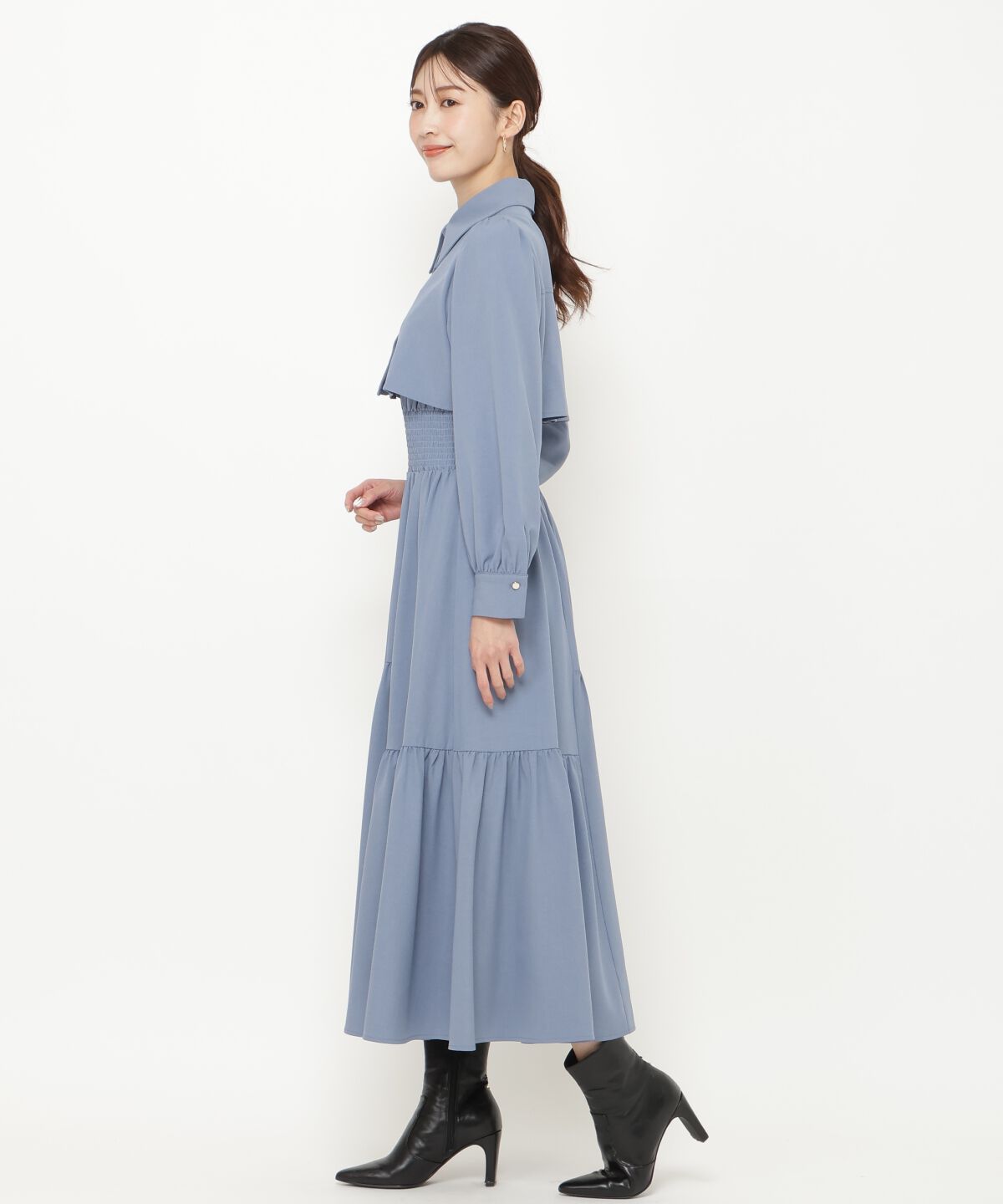 アンドクチュール「シャツレイヤード裾切替ワンピース」|ワンピース|