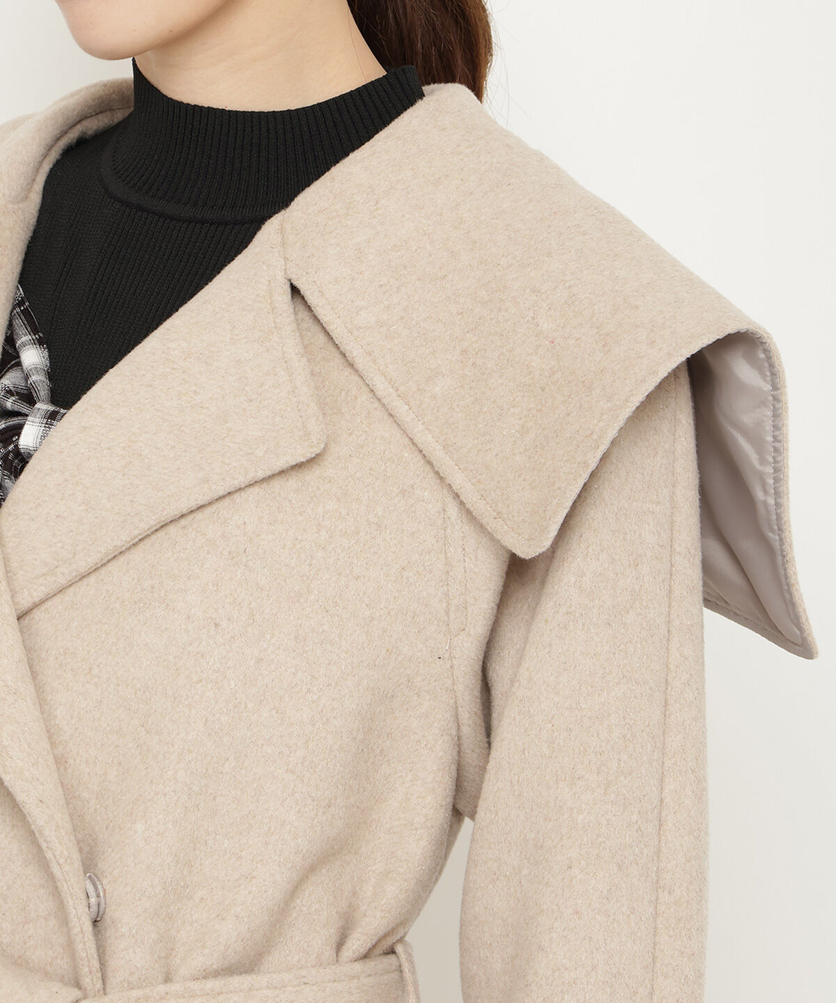 アンドクチュール「ケープカラーロングコート」|ダウン|