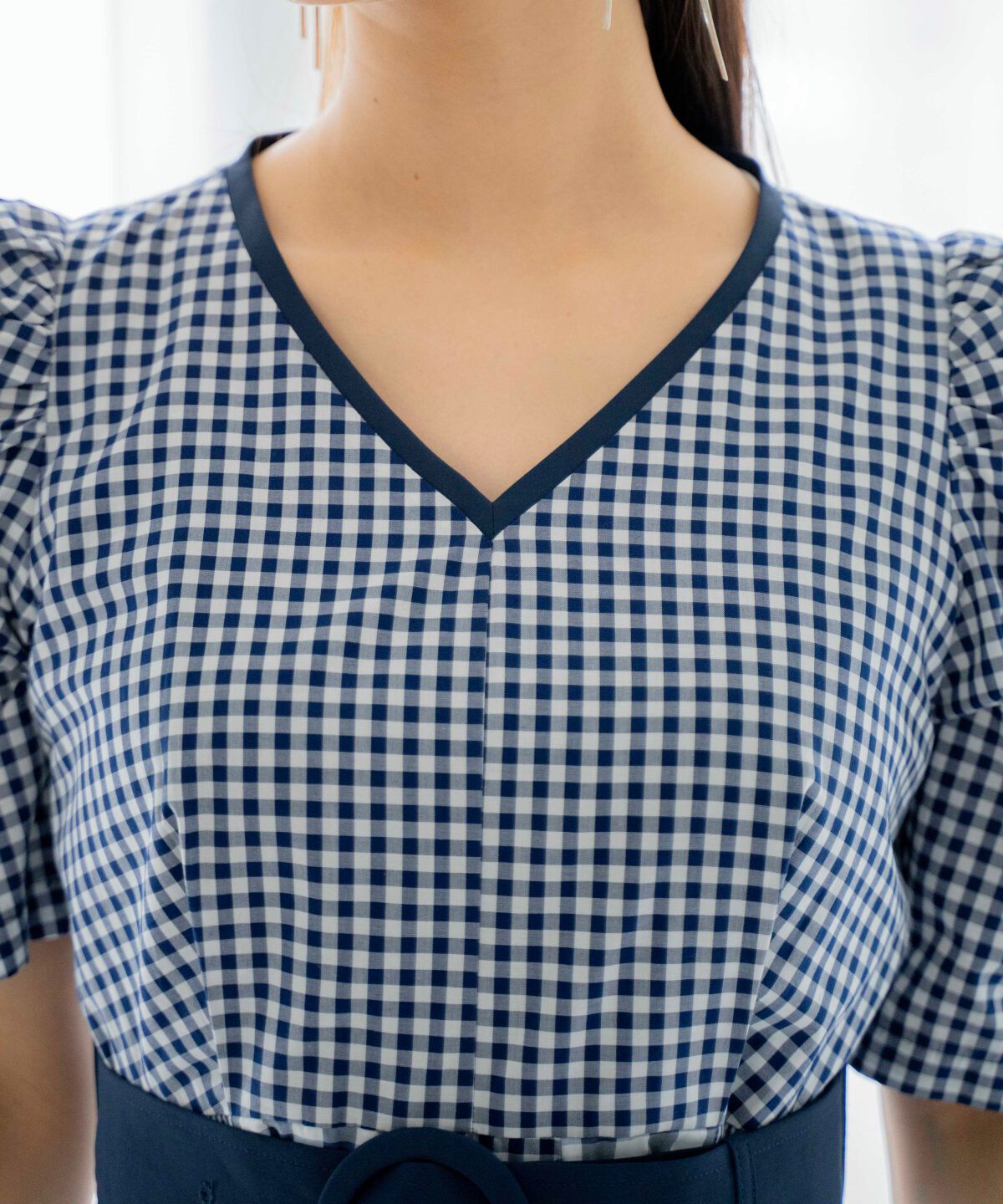 アンドクチュール「ギンガムMIXパネルワンピース」|ワンピース|