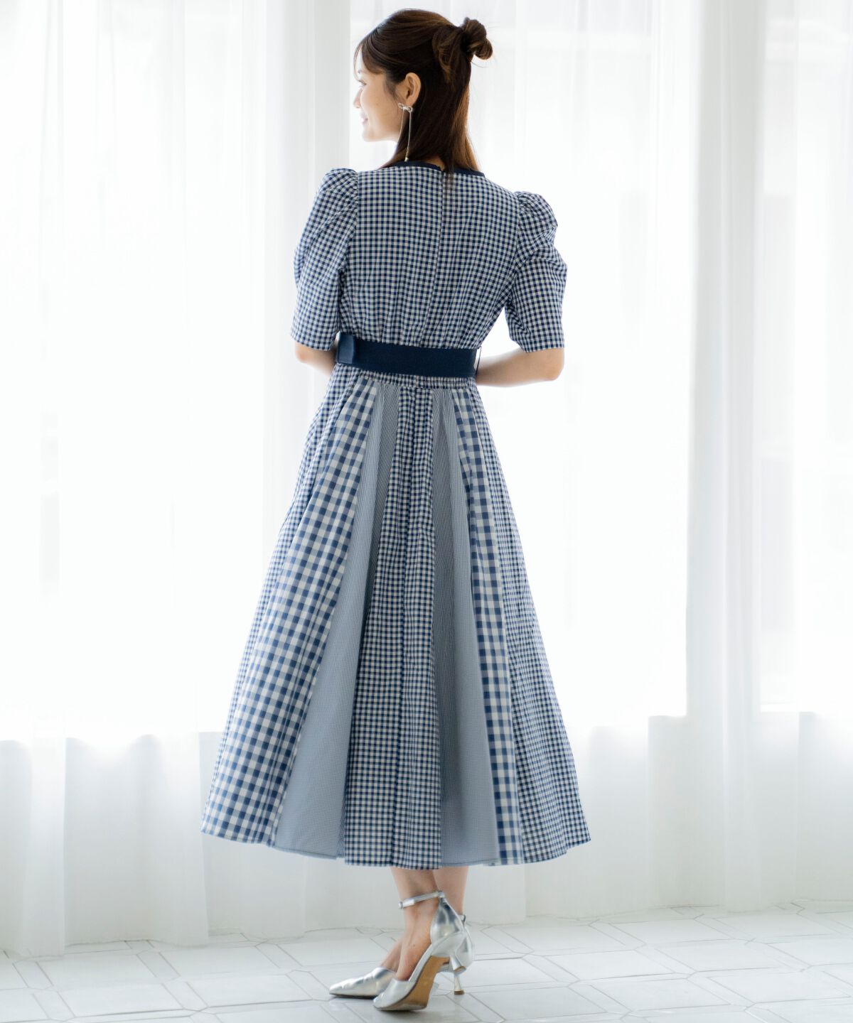 アンドクチュール「ギンガムMIXパネルワンピース」|ワンピース|