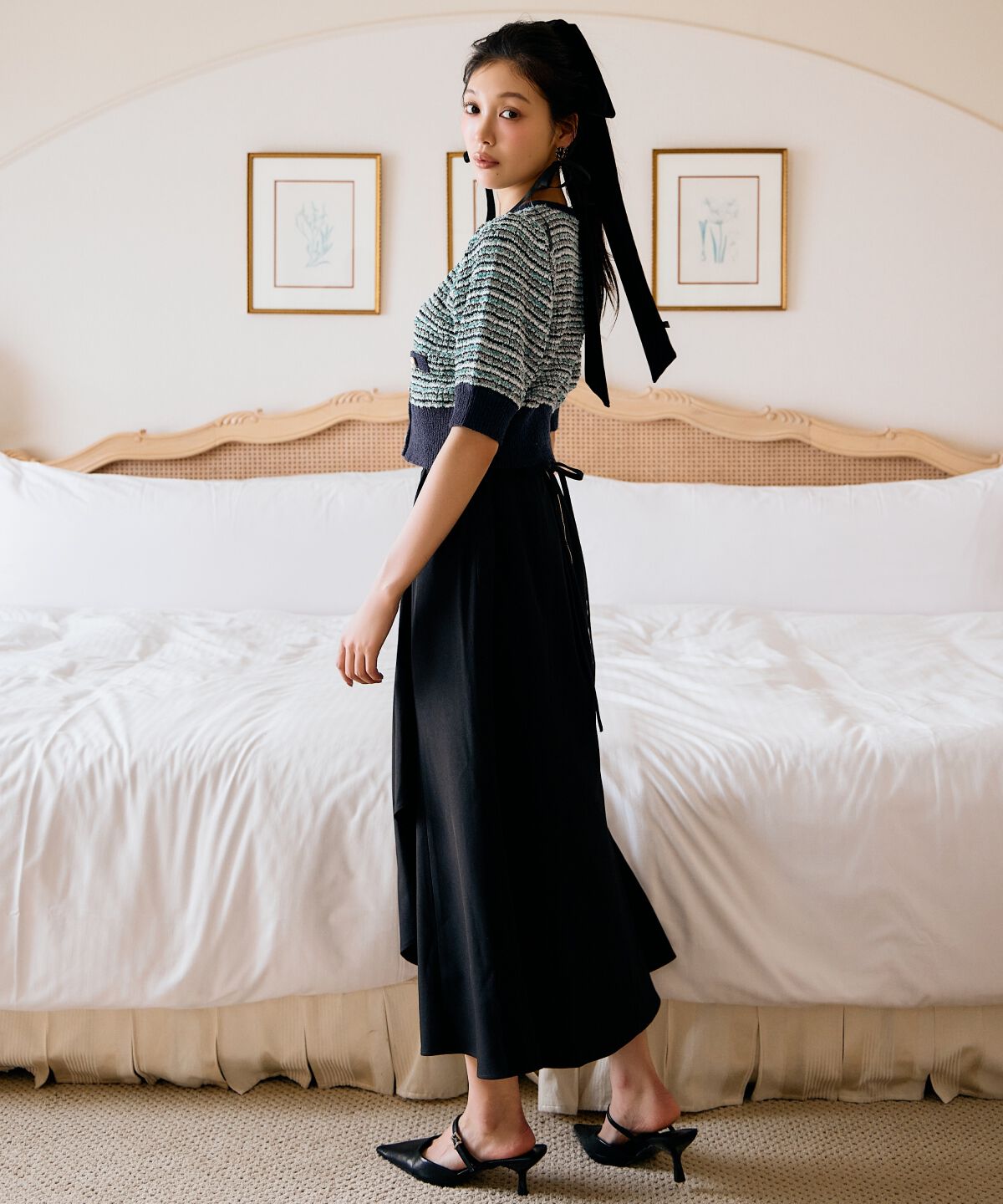 アンドクチュール「MIX配色5分袖プルオーバー」|ニット・セーター|