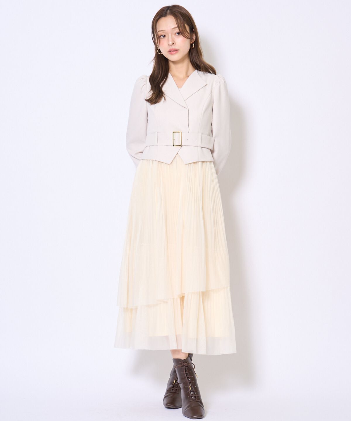 アンドクチュール「プリーツレイヤードワンピース」|ワンピース|ﾗｲﾄﾍﾞｰｼﾞｭ