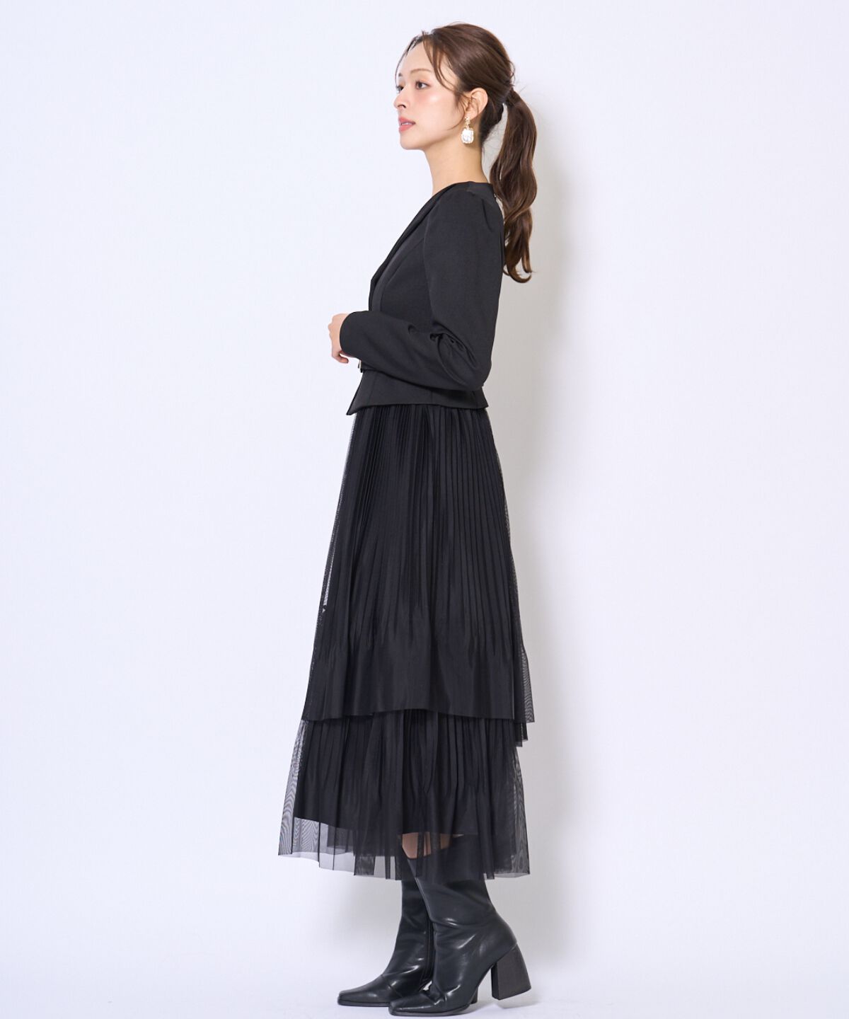 アンドクチュール「プリーツレイヤードワンピース」|ワンピース|