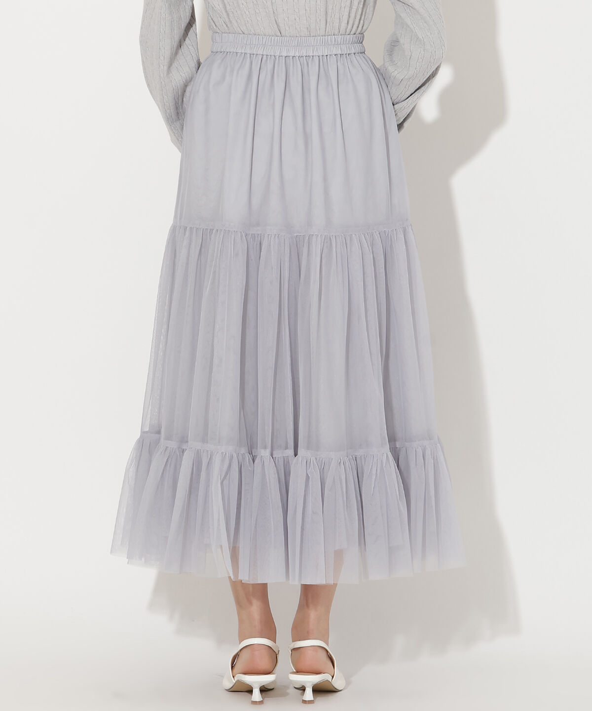 アンドクチュール「チュールティアードギャザースカート」|フレア|